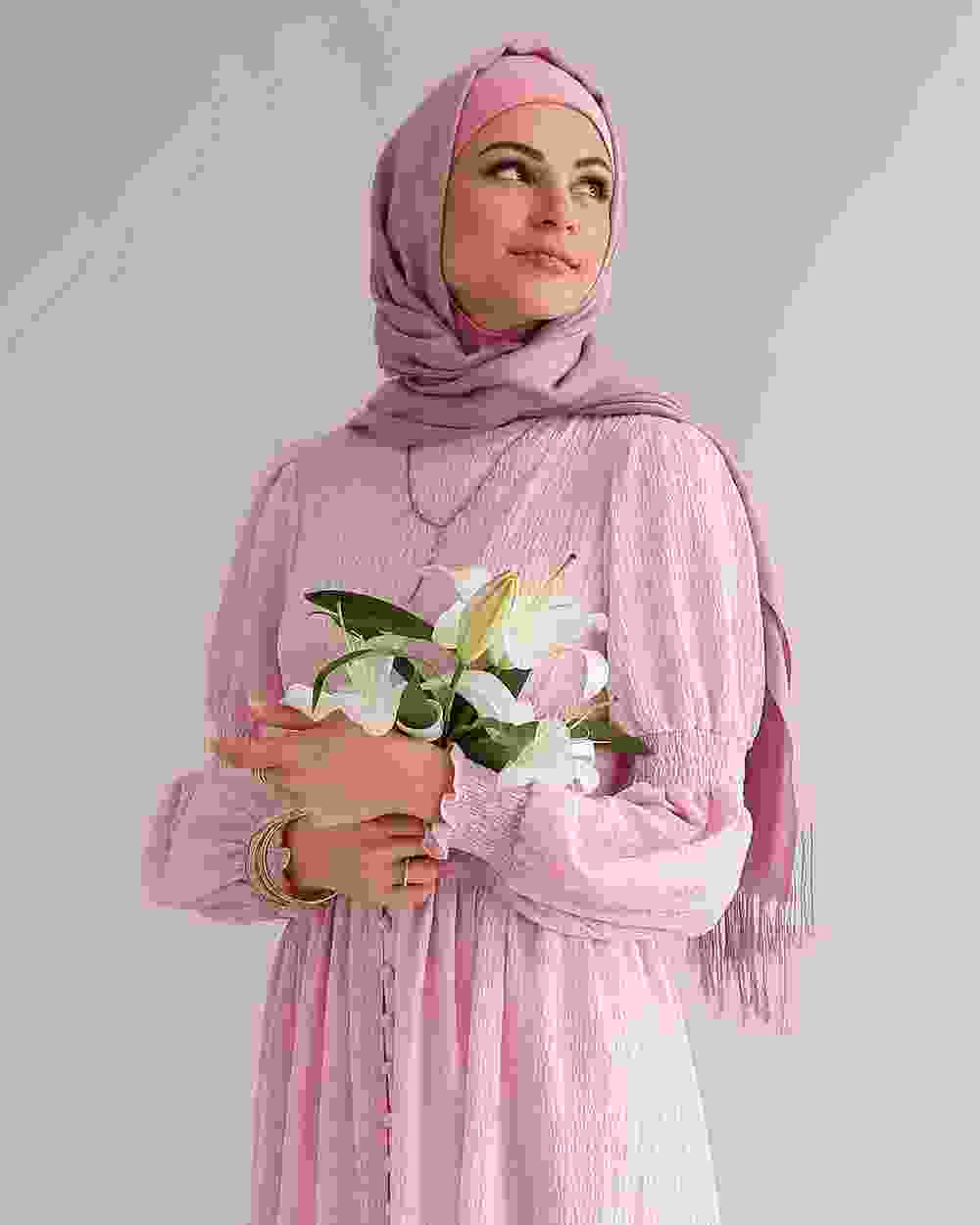 Pink Chiffon Flared Dress